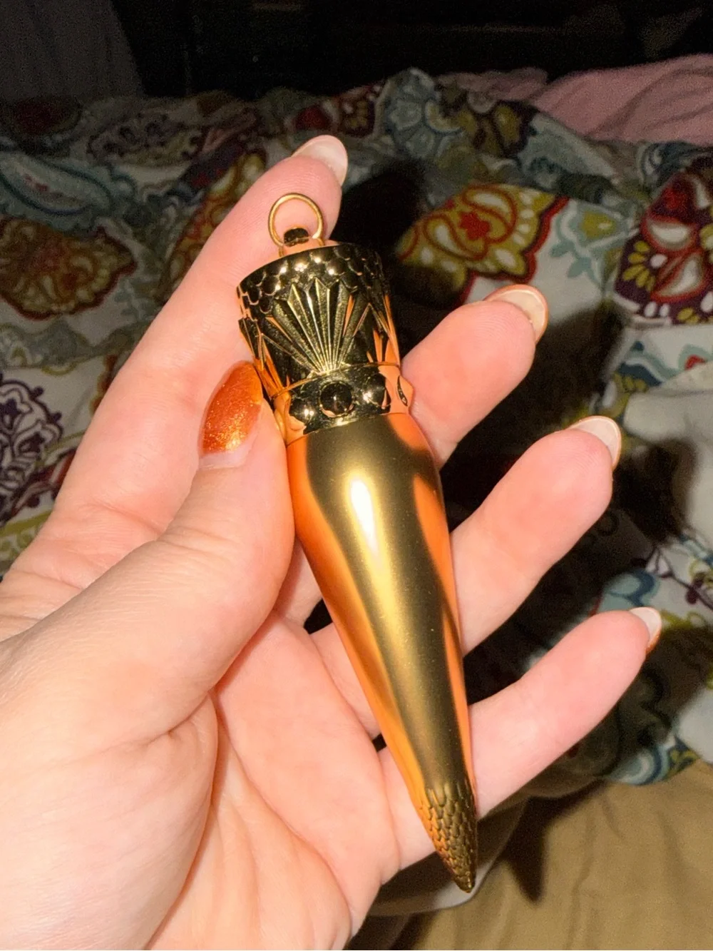 Christian Louboutin Gold Metallic Lipstick Case Pendant